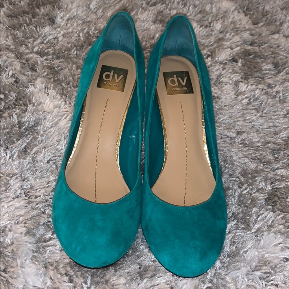 Green and gold shoes